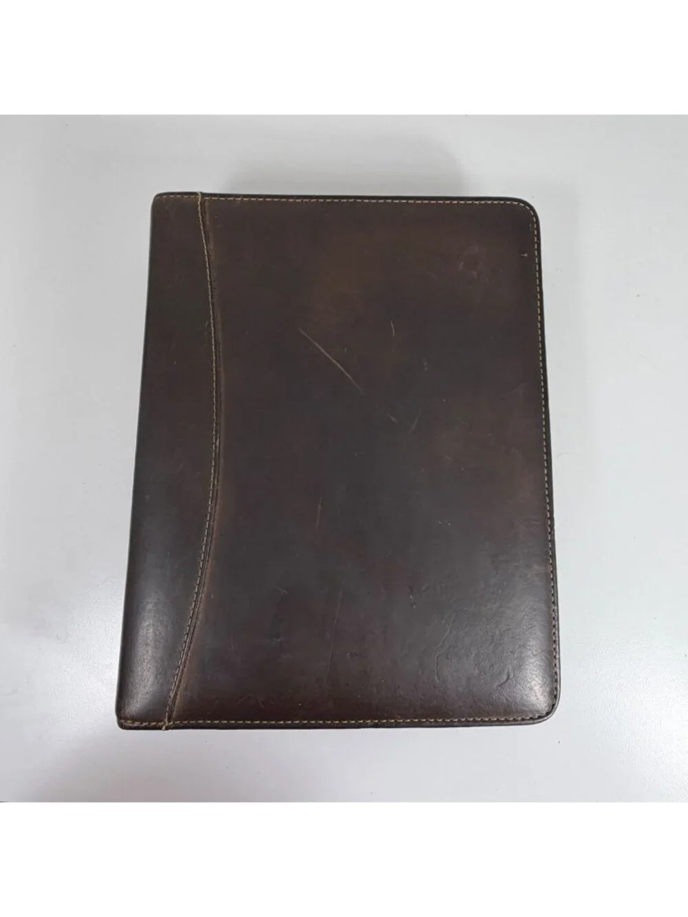 1998 Vintage Franklin Quest 7 Ring Brown Sandstone Leather Planner USA 12215